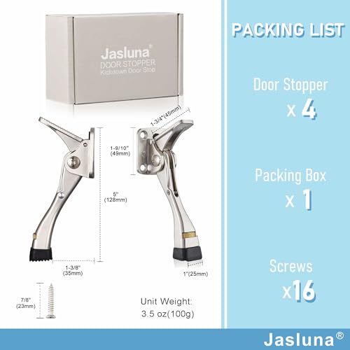 Kickdown Door Stopper for Bottom of Door, Satin Nickel, 4 Pack - color: ‎Satin Nickel