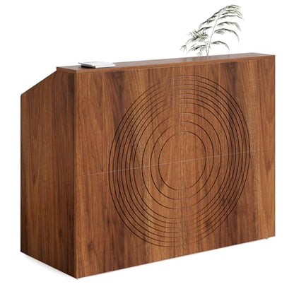 LITTLE TREE 47-Inch Reception Desk with Counter, Oak Front Desk Reception Room Table, Retail Counter for Checkout, Modern Welcome Desk for Lobby, Office, Beauty Salon - color: Oak