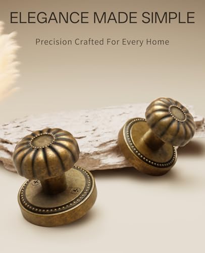 Asidrama 1 Pack Antique Brass Passage Door Knobs with Lock, Vintage Door Handles with Antique Brass Door Knobs Interior for Bedroom or Bathroom, Heavy Duty Door Lever for Left Right Sided Doors 211 - color: Antique Brass