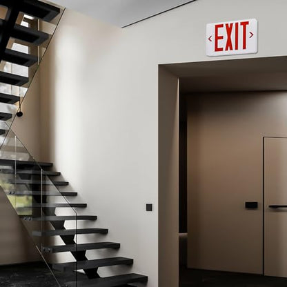 Universal Red Light LED Exit Sign OSHA Commercial, 4 Pack - color: White Housing+Red Letter, size: 4 Pack