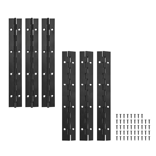 6 Pack Continuous & Piano Hinges,8 inches Black 304 Stainless Steel Hinges 0.04" Thickness Heavy Duty Continuous Hinges with Holes for Pianos，Door，Wooden Boxes，Cabinet. (8inch/20cm) - size: 8inch
