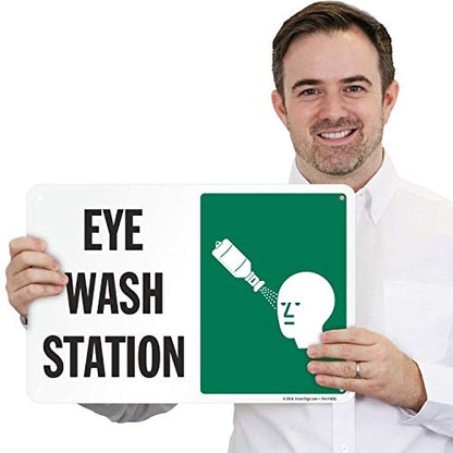 SmartSign "Eye Wash Station" Sign | 12" x 18" Aluminum - color: 12" x 18" Aluminum