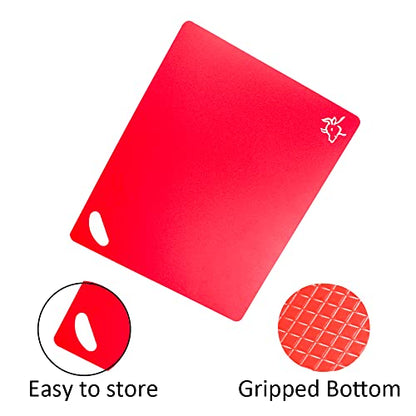 Flexible Cutting Boards Set, Cutting Board Mats for Cooking, Colored Cutting Board Set with Easy-Grip Handles, Flexible Plastic Cutting Sheet Set of 4 (1)