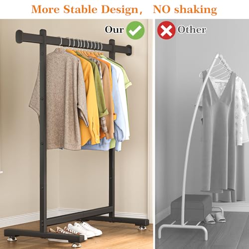 Wiracks Heavy Duty Clothes Rack for Hanging Clothes Clothing Rack 300LBS Portable Clothes Rack 45" L*15" W*66" H Thickened and Widened elliptical Tubes (Black)