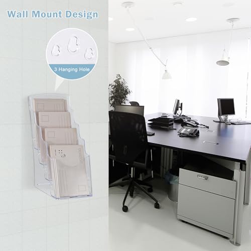 xydstay 4 Tier Acrylic Brochure Holder 4 x 9 Inches, 2 Pack