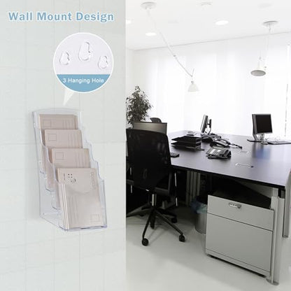 xydstay 4 Tier Acrylic Brochure Holder 4 x 9 Inches, 2 Pack