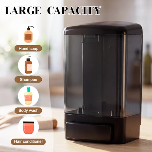 Hushee 1 Pcs Wall Mounted Soap Dispenser,33.8 Oz 1000 Ml,All Black - color: All Black, size: 33.8 oz 1000 ml
