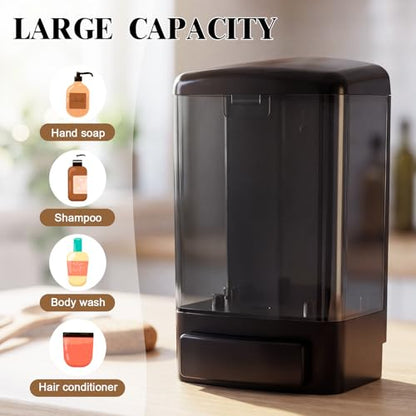 Hushee 1 Pcs Wall Mounted Soap Dispenser,33.8 Oz 1000 Ml,All Black - color: All Black, size: 33.8 oz 1000 ml
