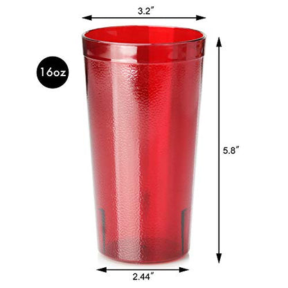 New Star Foodservice Restaurant-Grade Polycarbonate Beverage Tumblers, 16 oz, Red, Set of 12 (Pack of 4) - size: 16 oz (Pack of 4)