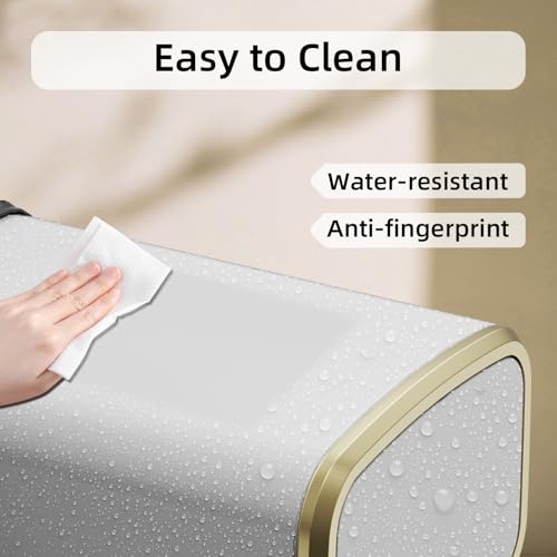 8L/2.1 Gallon Small Bathroom Trash Can with Lid, Swing-Top Rectangular Waste Bin, Stainless Steel Garbage Can for Home, Office, Toilet, Bedroom, Living-Room (White) - color: White