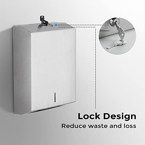 Paper Towel Dispenser Wall Mount - Multifold Trifold Paper Towel Dispensers, Large Capacity Stainless Steel Tissue Holder, Suitable for Bathrooms and Public Places - color: D-391 Silver