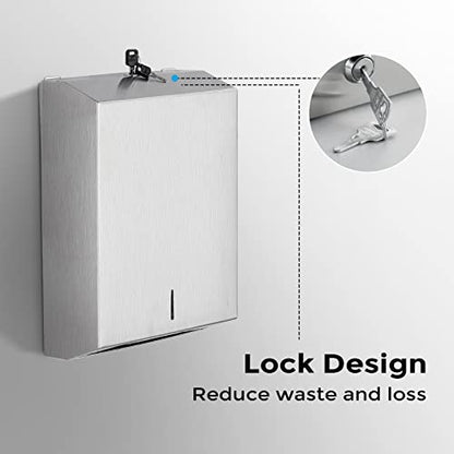 Paper Towel Dispenser Wall Mount - Multifold Trifold Paper Towel Dispensers, Large Capacity Stainless Steel Tissue Holder, Suitable for Bathrooms and Public Places - color: D-391 Silver