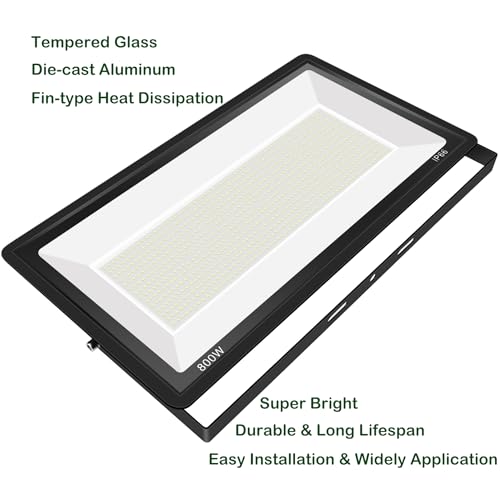 2 Pack 800W LED Flood Lights, Outdoor Security Floodlight, IP66 - size: 800 W-2 pack