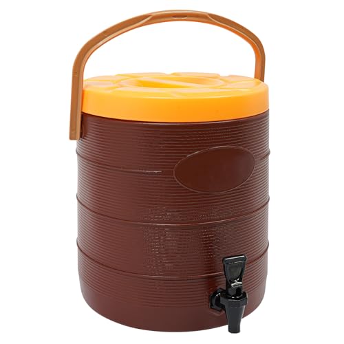 Stainless Steel Beverage Dispenser Insulated Container with Faucet Cooler with Drink Dispensers Cold and Hot Drink Dispenser for Milk Tea, Juice, Coffee 6.6 Gal Capacity (Brown) - color: Brown, size: 25L