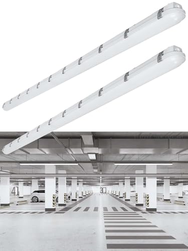 LEONLITE 2-Pack 8FT LED Vapor Tight Light Fixture, 80W 120-277V IP65, 5000K