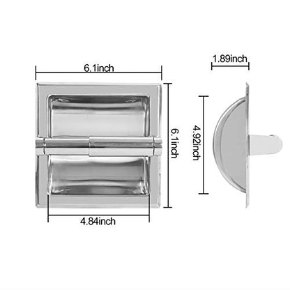 KEILEOHO Recessed Toilet Paper Holder, Wall Mounted Stainless Steel Tissue Roll Holder, in-Wall Insert Tissue with Mounting Bracket for Bathroom, Space Saving, Easy Installation