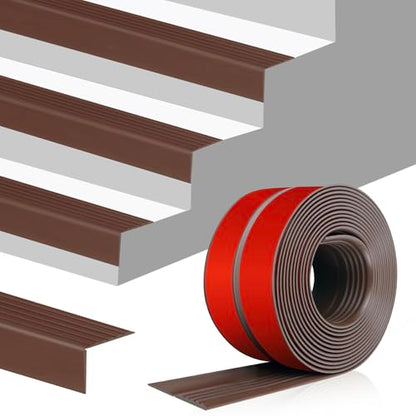 Stair Edge Trim Self Adhesive Rubber Stair Nosing Edge Protector - color: Brown, size: 4 In X 3.3 Ft