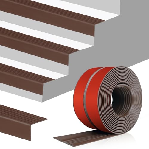 Stair Edge Trim Self Adhesive Rubber Stair Nosing Edge Protector - color: Brown, size: 4 In X 3.3 Ft