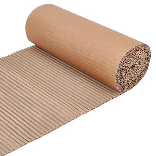 BENECREAT 78.7 x 8.7 Inch Brown Single Face Corrugated Cardboard Roll, Corrugated Wrap Paper for Gift Packing, Storage, DIY Crafts, Shipping, 2.5mm Thick - size: 78.7x8.7 Inch