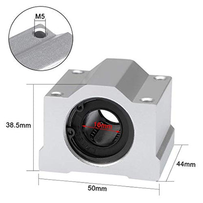 Linear Motion Ball Bearing Slide Block, SCS16UU 16mm Pillow Block Closed Linear Bearing Aluminum Bushing Linear Rail Support Guide Shaft Bearing for CNC 3D Printer Parts 4 Pack - size: 16mm