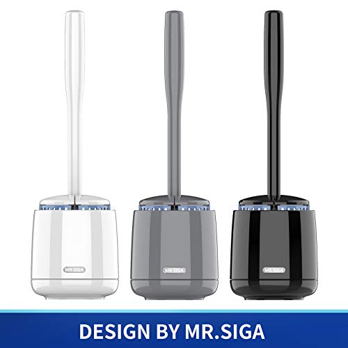 MR.SIGA Toilet Bowl Brush and Holder, Sturdy Long Handle, Black, 1 Pack - color: Black, size: One Size