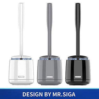 MR.SIGA Toilet Bowl Brush and Holder, Sturdy Long Handle, Black, 1 Pack - color: Black, size: One Size