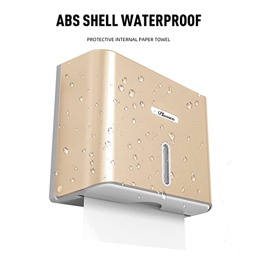 Paper Towel Dispenser Wall Mount, Adhesive No Drilling Multifold Trifold C Fold Commercial Hand Towel Dispenser,Gold - color: Gold