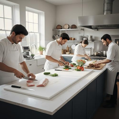 Commercial Cutting Board, Plastic Poly Kitchen Board Dishwasher Safe, Heavy Duty Food Prep Surface for Restaurant Use (48.82 x 24.41 x 0.57 inch) - color: White, size: 48.8"L x 24.4"W