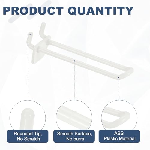 uxcell 20 Pcs Pegboard Hooks 4 Inch Durable Plastic Pegboard Display Hooks - size: 4 Inch