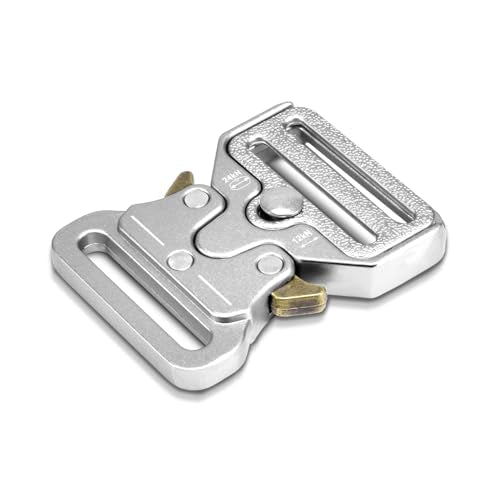 1-1/2 Inch Tactical Buckle Replacement, Metal Heavy Duty Tactical Belt Buckles for Webbing Nylon Strap, Dog Collar, Harness Military Buckle Backpack Clip Hardware, Silver - color: 04(1-1/2" Silver Metal Buckle 1pcs)