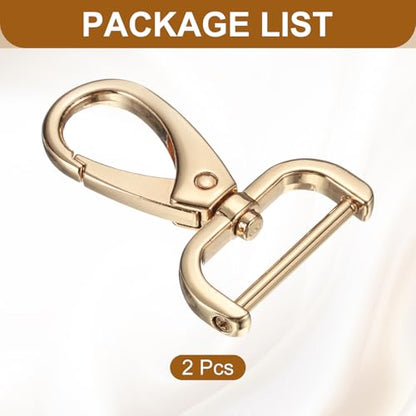 HARFINGTON 2Pcs Detachable Snap Hook Swivel Clasp 1" D Ring with Swivel Lobster Claw Clasps Hook for Purse Strap Keychain Bag DIY Craft, Gold - color: Gold, size: 1"