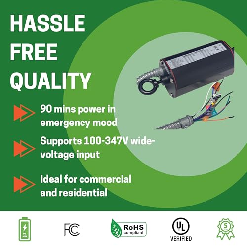 E2 LIGHTING 25W UFO Emergency Battery Driver, 100-347V Input, High Bay - color: 25W w Battery