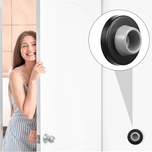 Pangda 10 Pieces Wall Door Stop Bumper Stainless Steel Wall Stops, Black - color: Black