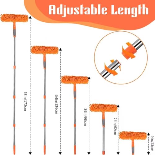 2-in-1 Window Cleaner Tool, 68'' Squeegee for Window Cleaning - color: Orange