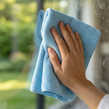 12" x 12" Microfiber Towel Roll, 100 Pack Blue Tear Away Cleaning Cloth
