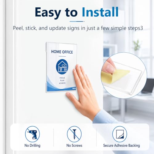 12 Pcs 4 x 6 Wall Mount Sign Holders with Tape Adhesive - style: 12 Pcs-4×6 Inch-Vertical