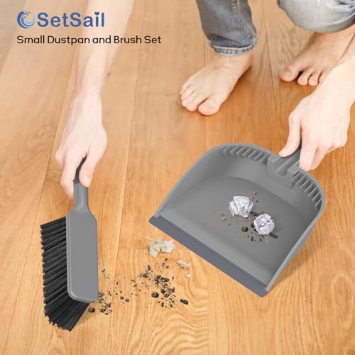 SetSail Small Dustpan and Brush Set with Comb Teeth Clean Pet Hair, Gray - color: Gray