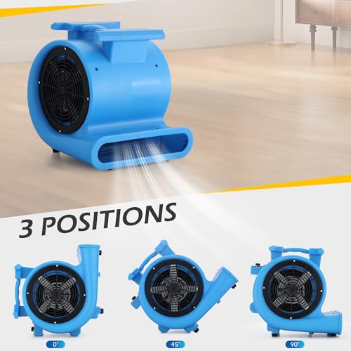 Commercial 1 HP Air Mover Fan for Water Damage Restoration,4000 CFM Industrial Carpet Dryer, Blower Fans,3-Speed Floor Fan with Daisy Chain - size: 1hp