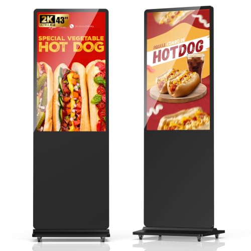 Non-Touch Digital Signage Display, 43 Inch Digital Display Board with HDMI Input, USB Plug-and-Play, Split Screen, Scheduled Power On/Off for Retail, Mall, Front Desk, Advertising - size: 43inch