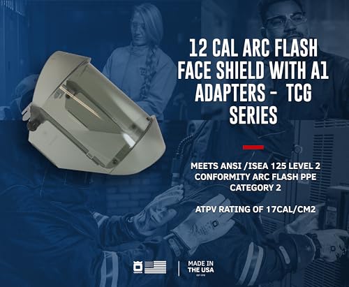 Oberon Arc Flash Face Shield - 12 Cal - Hard Cap and Adapter Options - TCG Series - size: 1 Count (Pack of 1), style: A1 Adapters