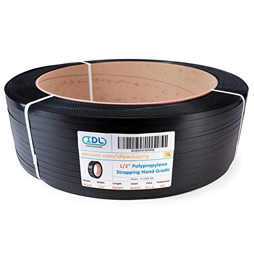 IDL Packaging 1/2" x 9000' Polypropylene (PP) Strapping Roll, USA-Made - size: 1/2" x 9000' (16x6" Core), 300 lbs BS