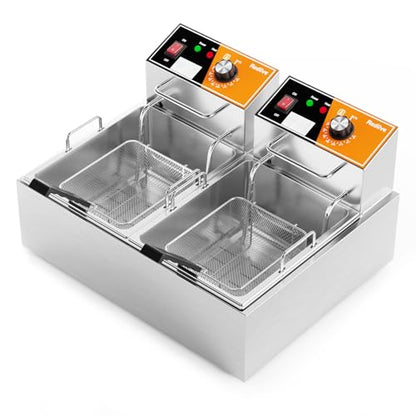 Electric Deep Fryer 20L/21QT Stainless Steel Large Capacity Commercial Fryer with Basket, 3400W 110V Countertop Deep Fryer for Home Kitchen and Restaurant Use withTemperature Control - size: R-82S