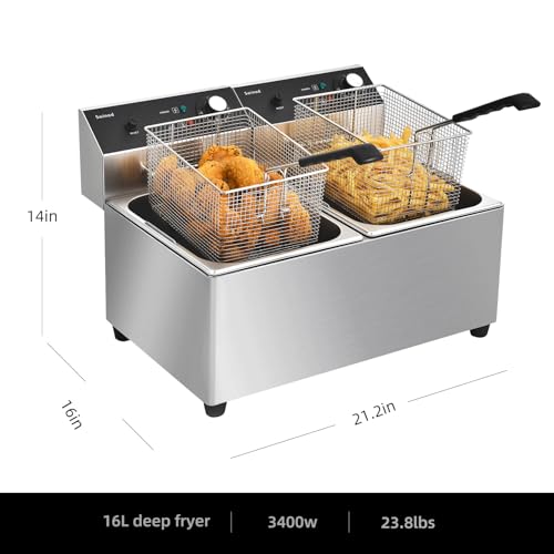 Commercial Deep Fryer with Basket, 28QT 3400W Electric Fryer for Home Use - size: 16L
