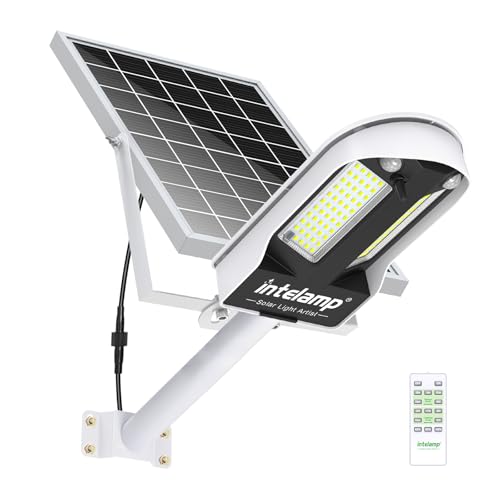 intelamp Solar Street Lights Outdoor Waterproof 3000LM 12500mAh Dual Sensor - size: White 1 pack
