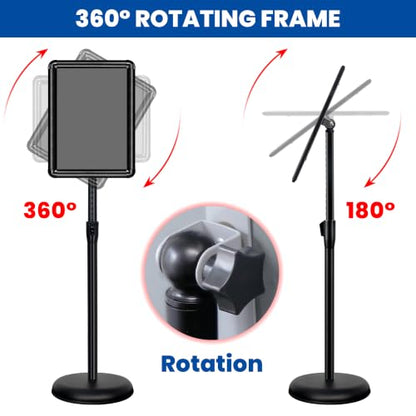 3Pack 8.5x11 Sign Holder Stand,Adjustable Floor Standing Sign Holder - color: Black, size: 8.5"x11"-3Pack