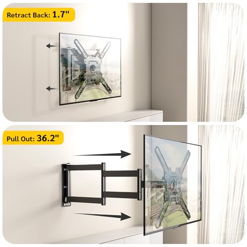 Long Arm TV Wall Mount for 26-65 Inch TVs, Full Motion Swivel Corner Wall Mount Bracket, Long Extension 36.2" Max,Swivel and Tilt, Max VESA 400x400mm, Holds 77 lbs - size: Fit 26-65 inch