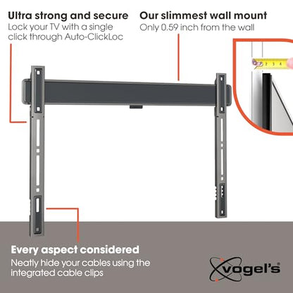 Vogel's TVM 5605 Extremely Flat TV wall Bracket for 40-100 inch TVs, Max. 220 lbs, TV Bracket max. VESA 600x400, Universally Compatible, Distance to the wall only 0.59 inch - size: 40 - 100"