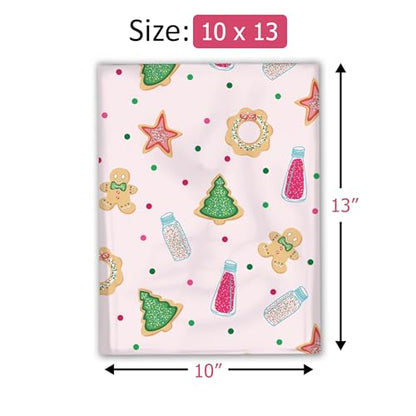 10x13 (100) Christmas Cookie Designer Winter Poly Mailers Self Sealing Waterproof Shipping Envelopes Holiday Premium Printed Bags For Small Businesses - color: Christmas Cookies, size: 10x13