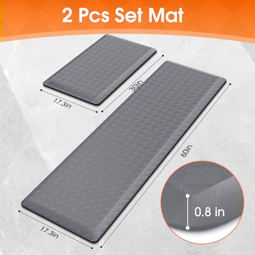 TranquilRelax 4/5 Inch Cushioned Anti Fatigue Kitchen Mats for Floor, Grey - color: Light Grey, size: 2-Piece | 28"+59" | Extra Thick