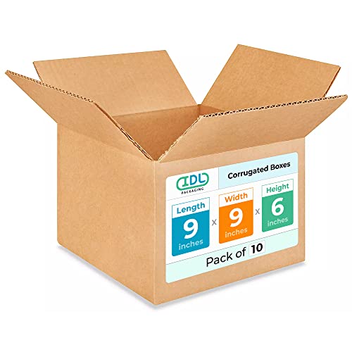 Small Moving & Shipping Boxes 9x9x6 inches (10-Pack) - Extra Strength 200 lb vs Regular - Corrugated Strong Boxes for Packaging - Cardboard Box Moving - Small Packing Box by IDL Packaging - size: 9 * 9 * 6" (Small Boxes)